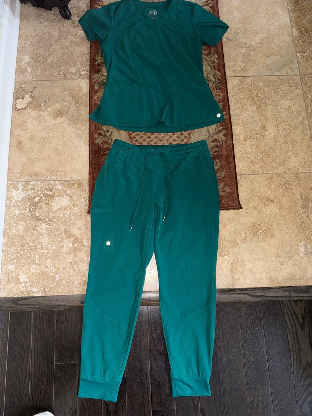 Barco Uniforms Teal Medical Scrub set Green.